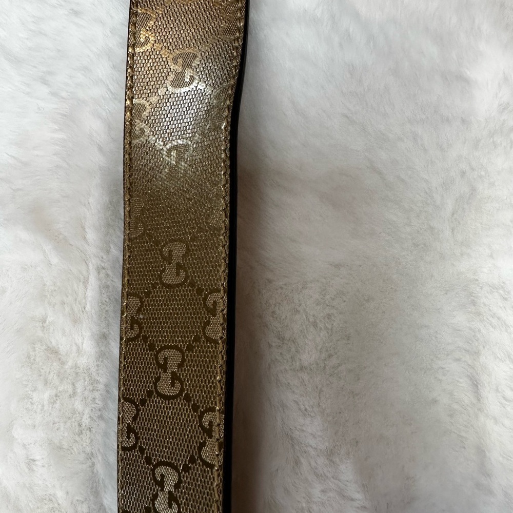 Gucci gold Leather Belt with Gold GG Buckle - Picture 9 of 16